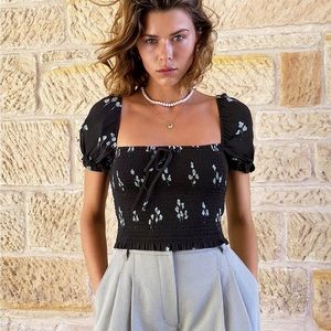 Aritzia Wilfred Smocked Blouse